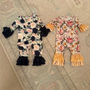 Clover Cottage Baby Rompers in Navy and Pink 0-6 months